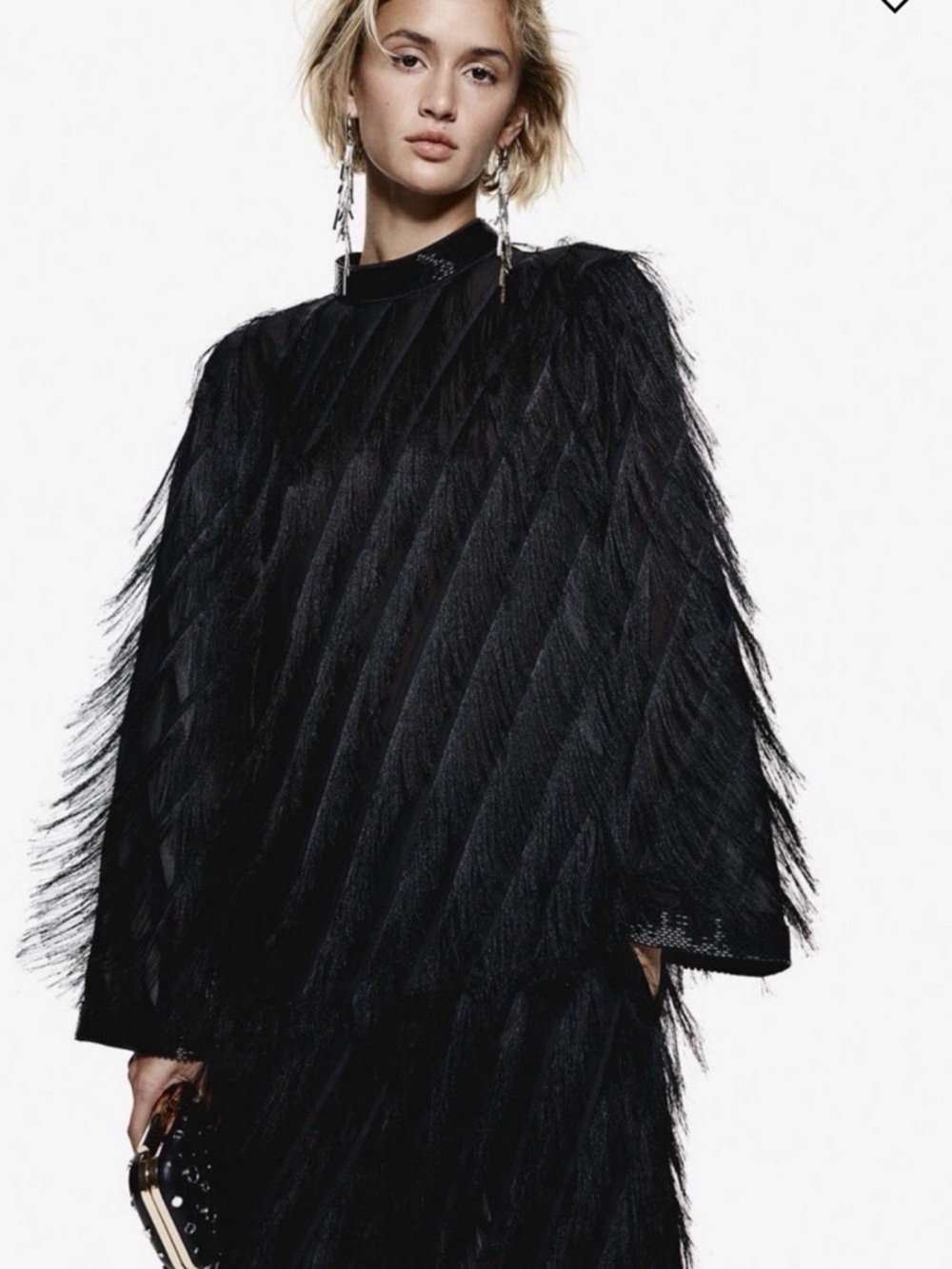 H&M Women Feather Top Black Shirt Size M ❤️‍🔥Ready To Ship❤️‍🔥